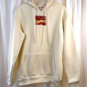 Men's Marvel Comics Long Sleeve Cream Hoodie Sweatshirt w/Accents Size Small